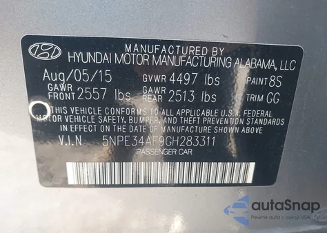 2016 Hyundai Sonata Sport from USA, damaged, VIN 5NPE34AF9GH283311